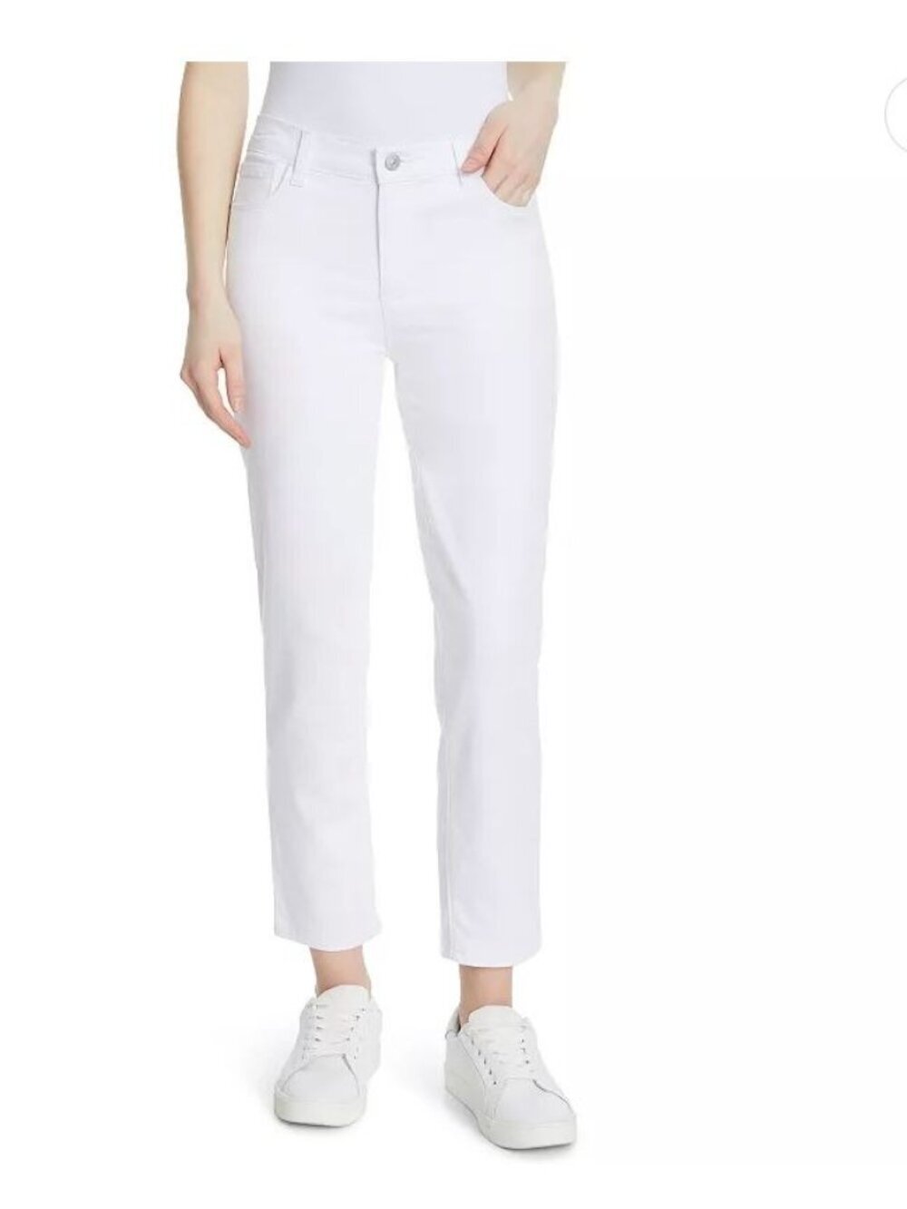 Gloria Vanderbilt Womens White Straight Ankle Jeans Cali Knitology Sz 12 NEW